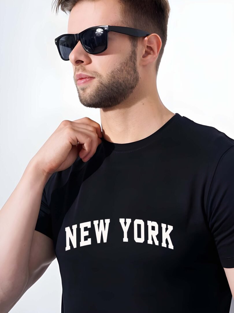 Black Graphic Print Cotton Regular T-Shirt for Men Casual Wear by Just Casual - Image 5