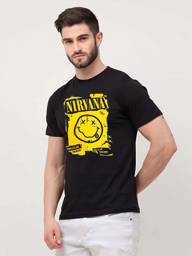 Black Graphic Print Cotton Regular T-Shirt for Men Casual Wear by Just Casual - Image 3