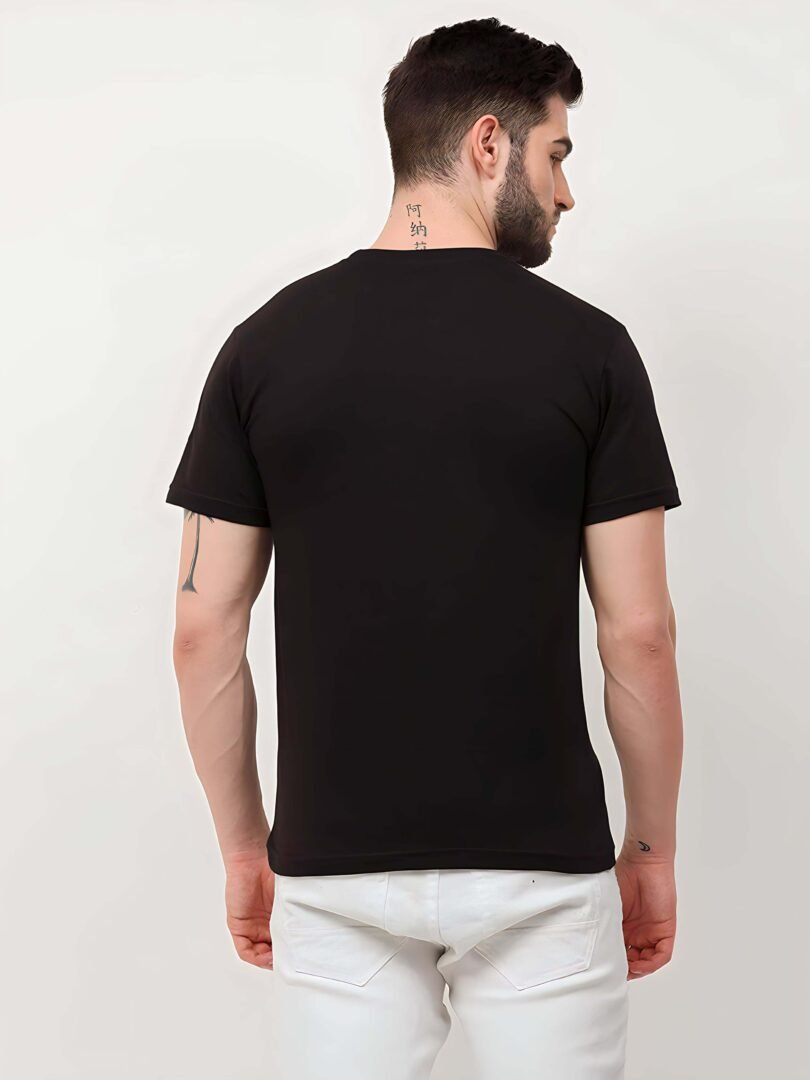 Black Graphic Print Cotton Regular T-Shirt for Men Casual Wear by Just Casual - Image 5