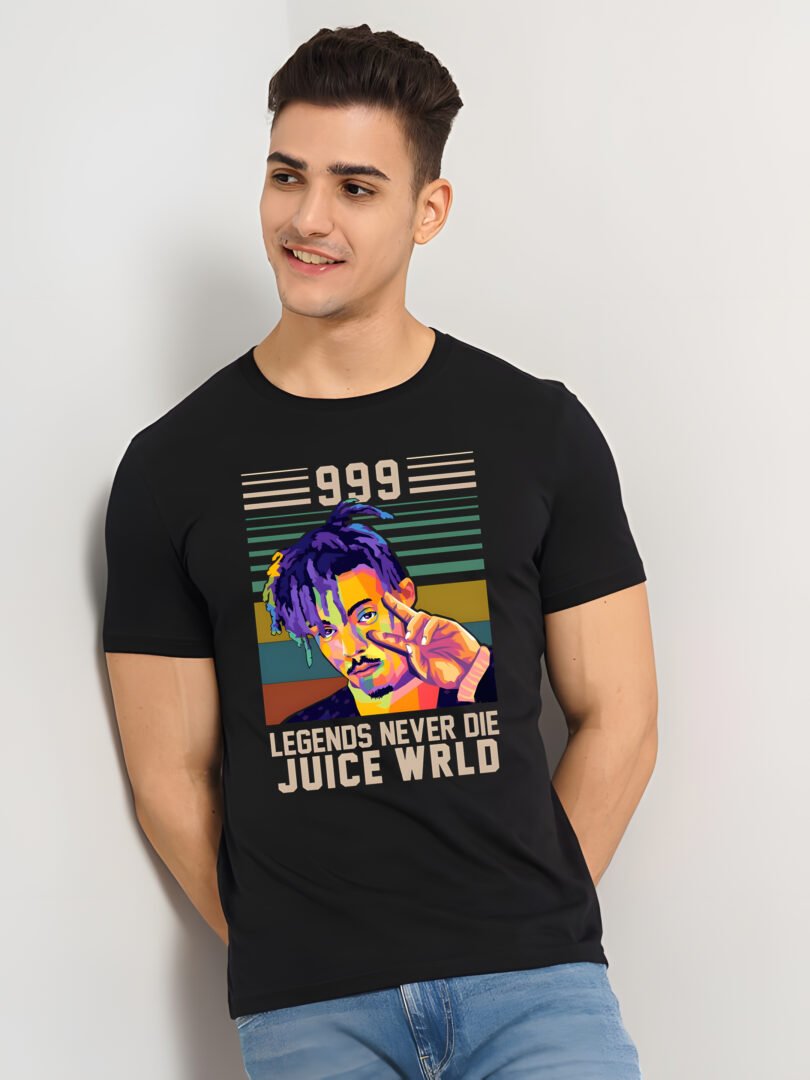 Black Graphic Print Cotton Regular T-Shirt for Men Casual Wear by Just Casual - Image 2