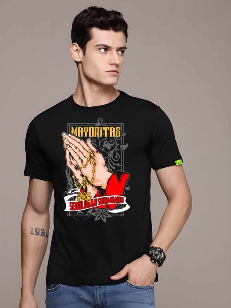 Black Graphic Print Cotton Regular T-Shirt for Men Casual Wear by Just Casual - Image 2