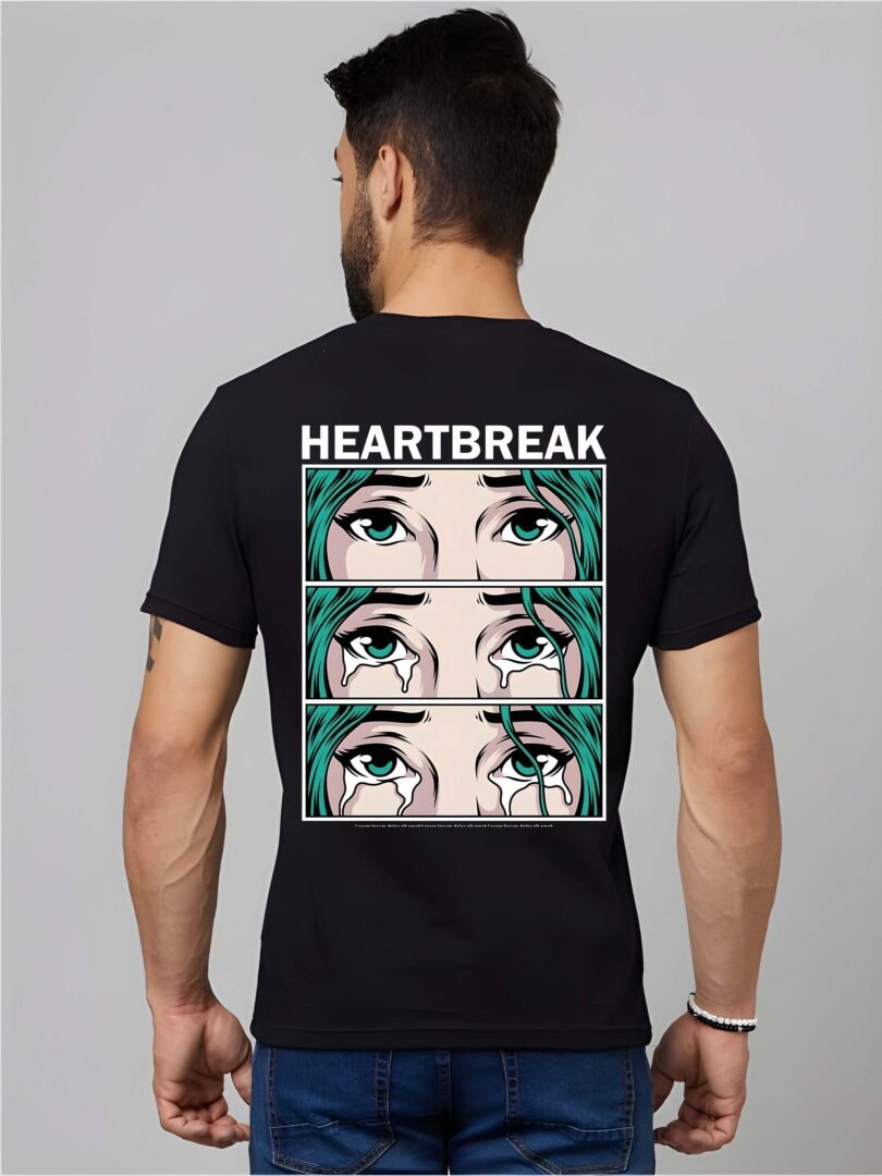 Black Graphic Print Cotton Regular T-Shirt for Men Casual Wear by Just Casual