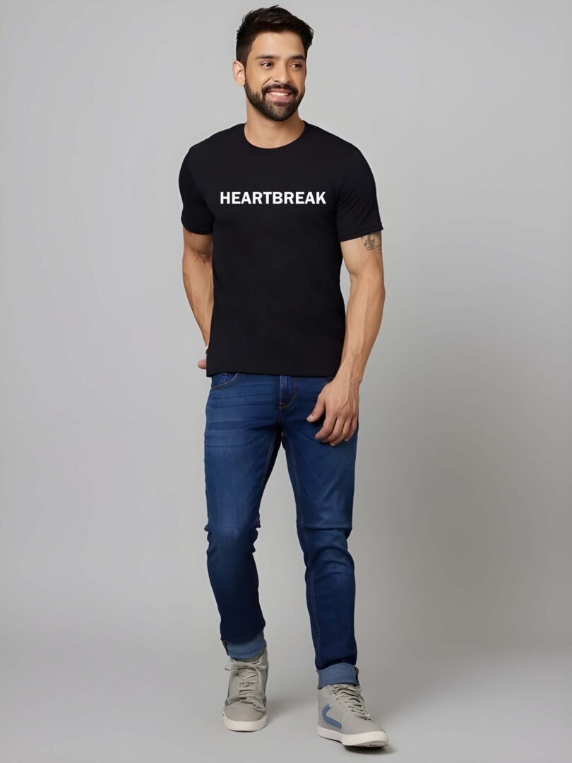 Black Graphic Print Cotton Regular T-Shirt for Men Casual Wear by Just Casual - Image 2