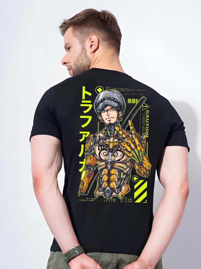 Black Graphic Print Cotton Regular T-Shirt for Men Casual Wear by Just Casual