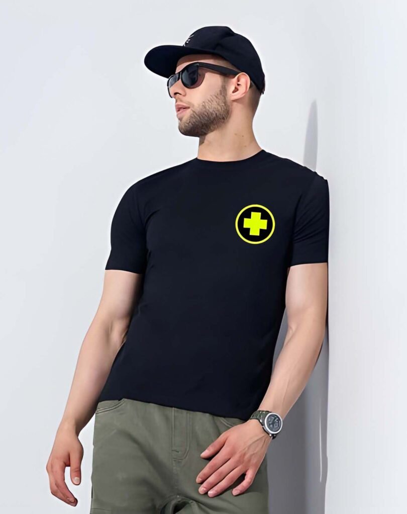 Black Graphic Print Cotton Regular T-Shirt for Men Casual Wear by Just Casual - Image 4