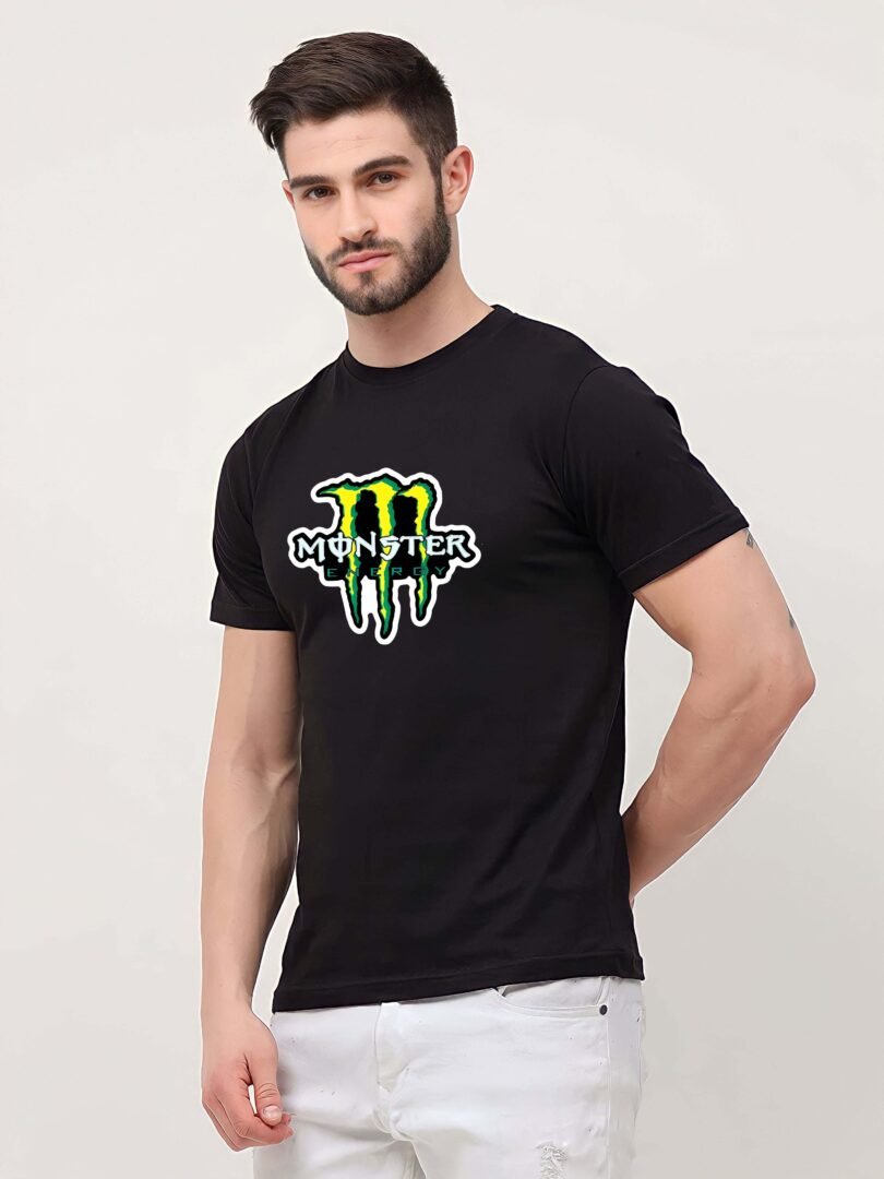 Black Graphic Print Cotton Regular T-Shirt for Men Casual Wear by Just Casual - Image 2