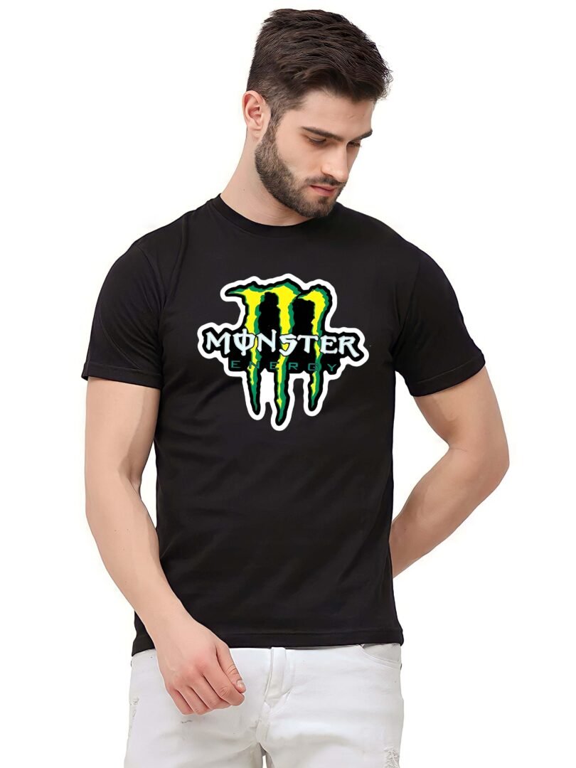 Black Graphic Print Cotton Regular T-Shirt for Men Casual Wear by Just Casual - Image 3
