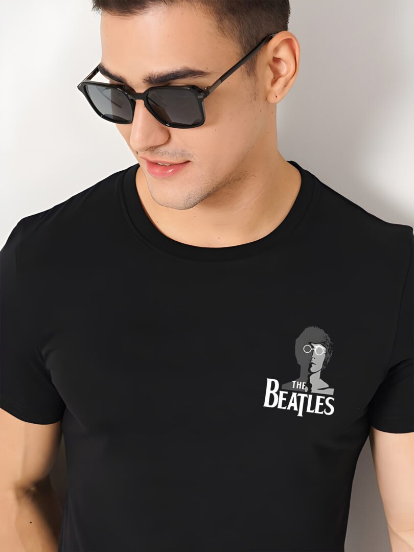 Black Graphic Print Cotton Regular T-Shirt for Men Casual Wear by Just Casual - Image 4