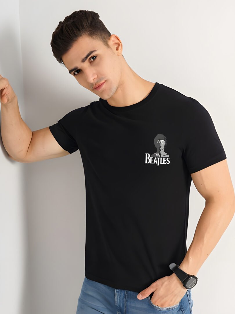 Black Graphic Print Cotton Regular T-Shirt for Men Casual Wear by Just Casual - Image 3