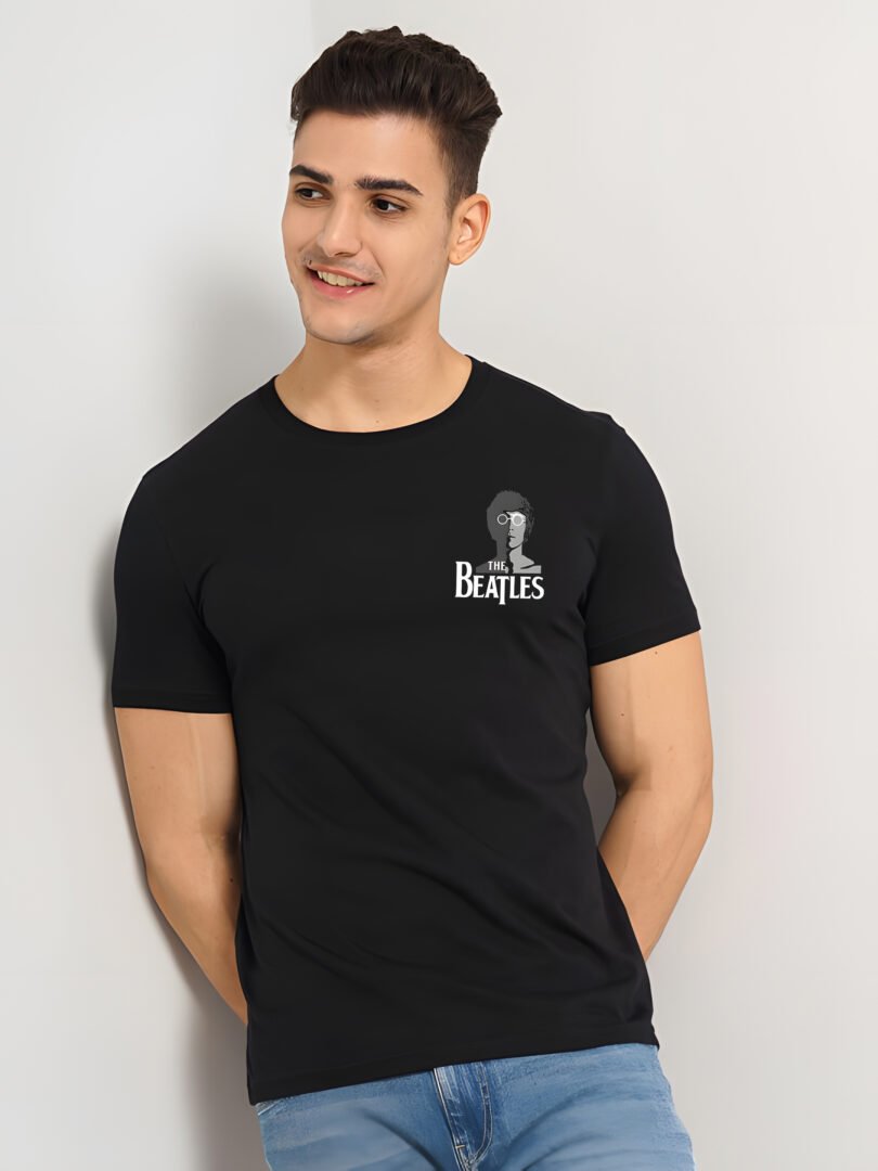 Black Graphic Print Cotton Regular T-Shirt for Men Casual Wear by Just Casual - Image 2