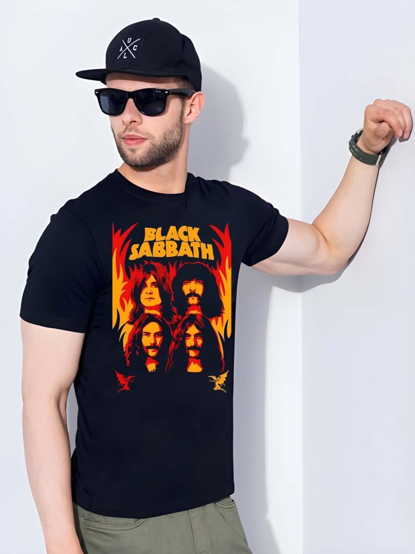 Black Graphic Print Cotton Regular T-Shirt for Men Casual Wear by Just Casual - Image 3