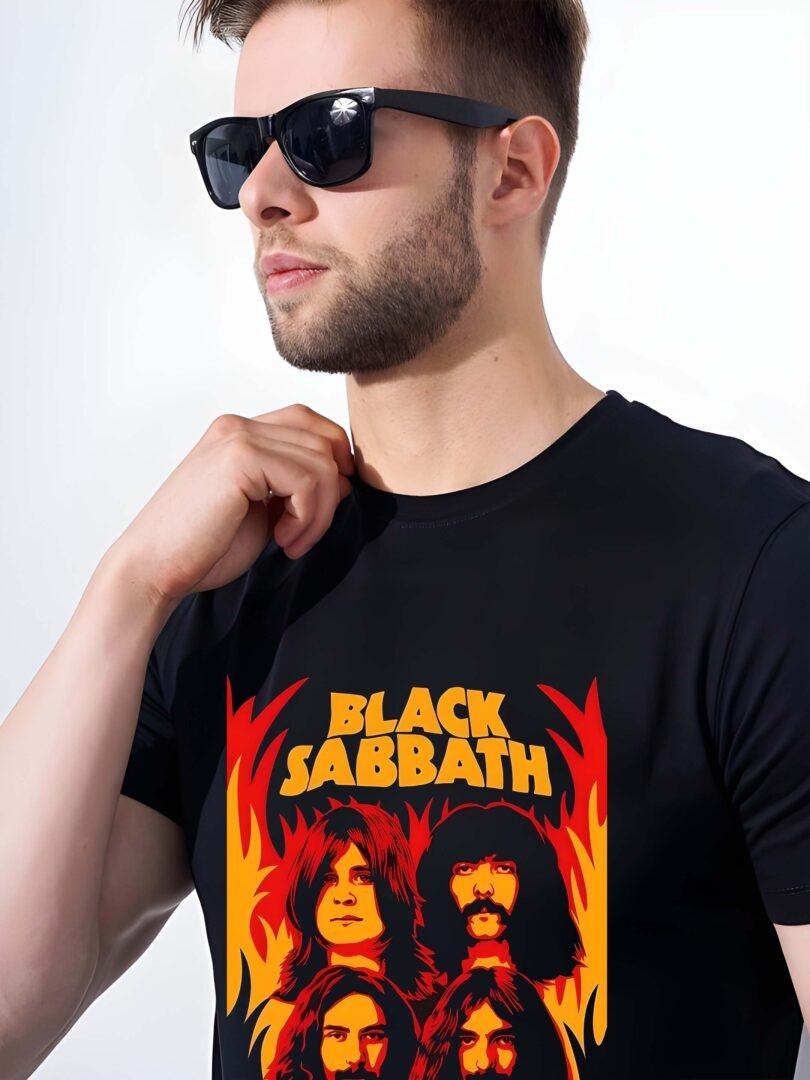 Black Graphic Print Cotton Regular T-Shirt for Men Casual Wear by Just Casual - Image 4