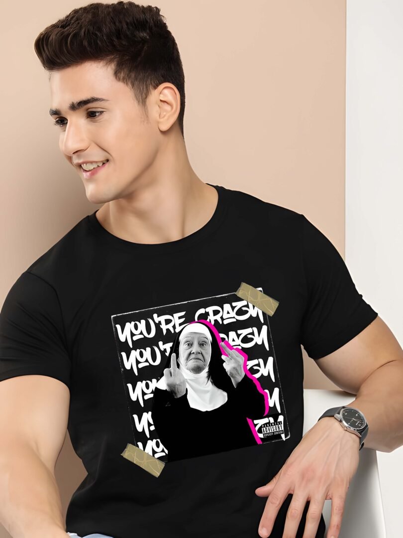 Black Graphic Print Cotton Regular T-Shirt for Men Casual Wear by Just Casual - Image 3