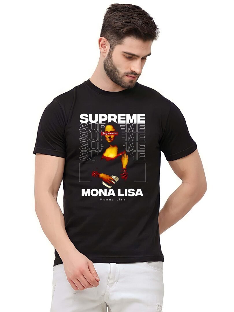 Black Graphic Print Cotton Regular T-Shirt for Men Casual Wear by Just Casual - Image 3