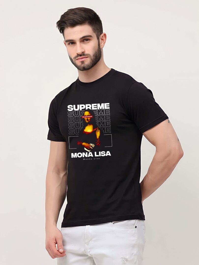 Black Graphic Print Cotton Regular T-Shirt for Men Casual Wear by Just Casual - Image 2
