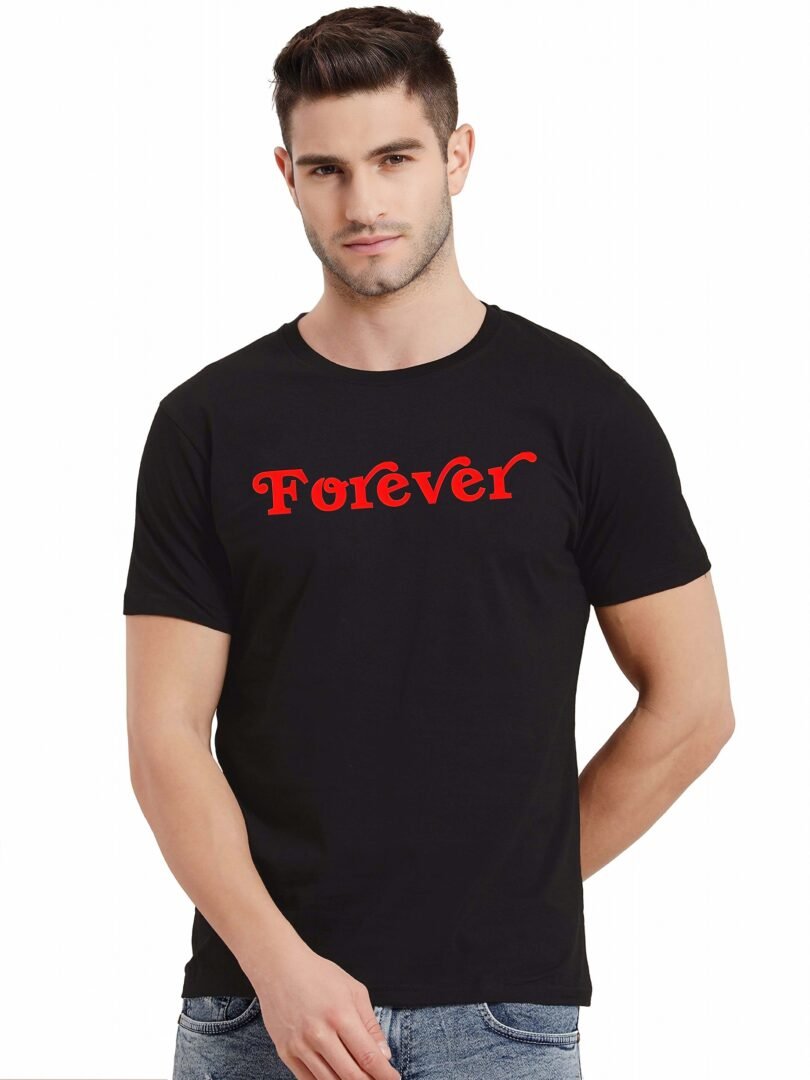 Black Graphic Print Cotton Regular T-Shirt for Men Casual Wear by Just Casual - Image 5