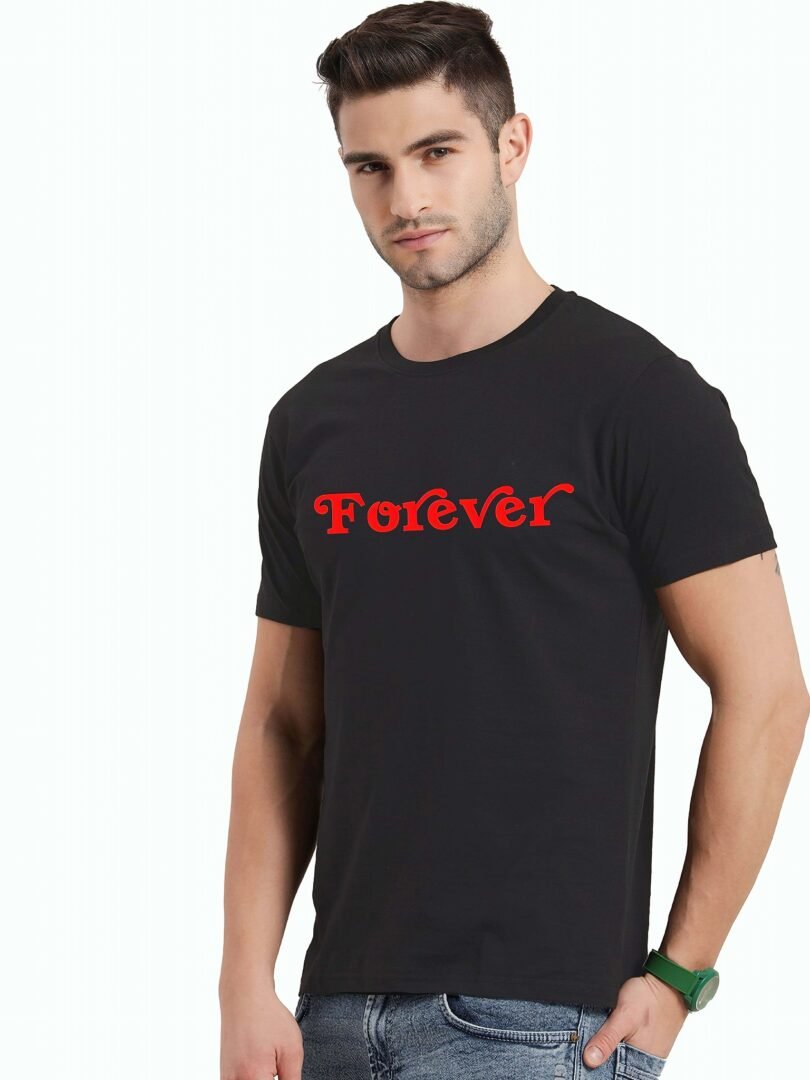 Black Graphic Print Cotton Regular T-Shirt for Men Casual Wear by Just Casual - Image 3