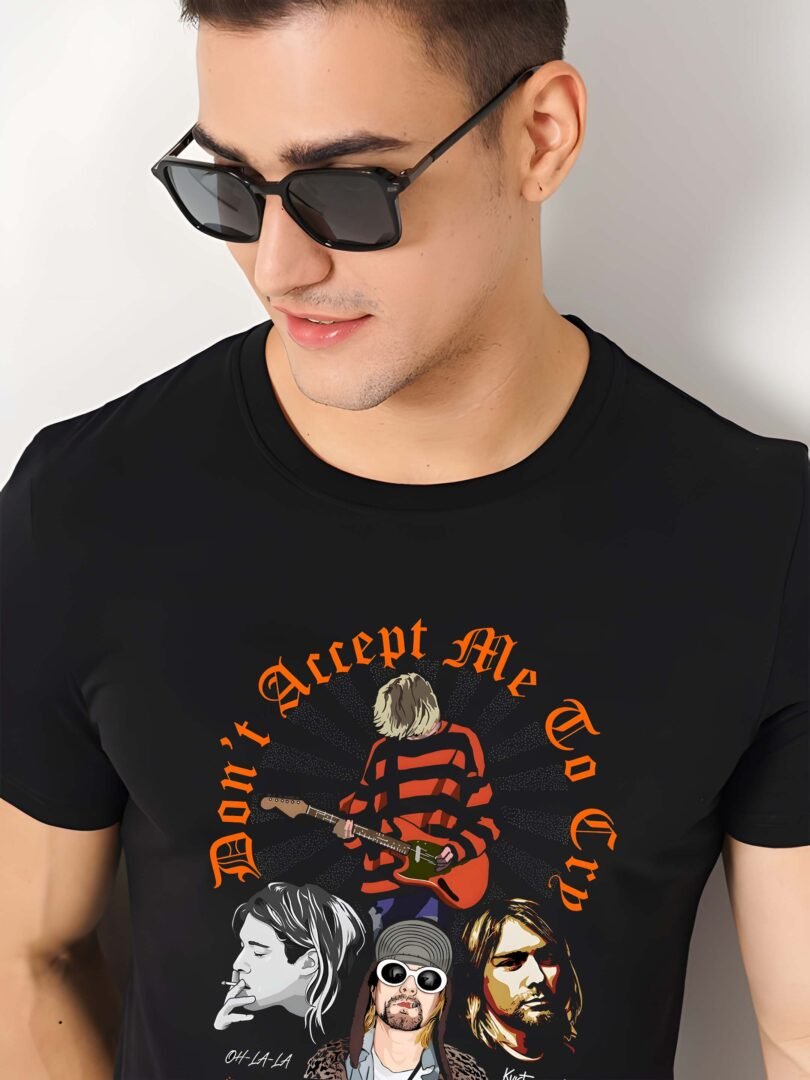 Black Graphic Print Cotton Regular T-Shirt for Men Casual Wear by Just Casual - Image 4