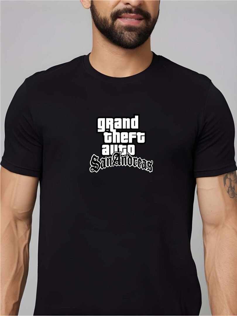 Black Graphic Print Cotton Regular T-Shirt for Men Casual Wear by Just Casual - Image 4