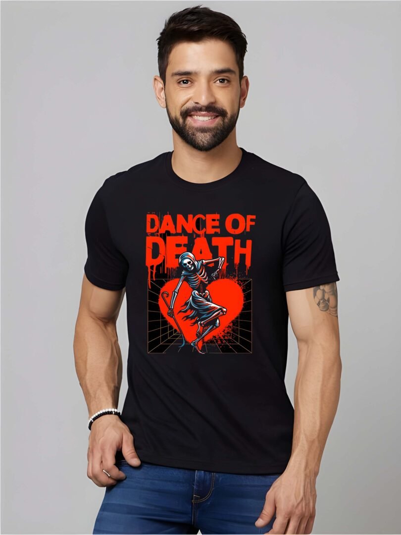 Black Graphic Print Cotton Regular T-Shirt for Men Casual Wear by Just Casual - Image 3