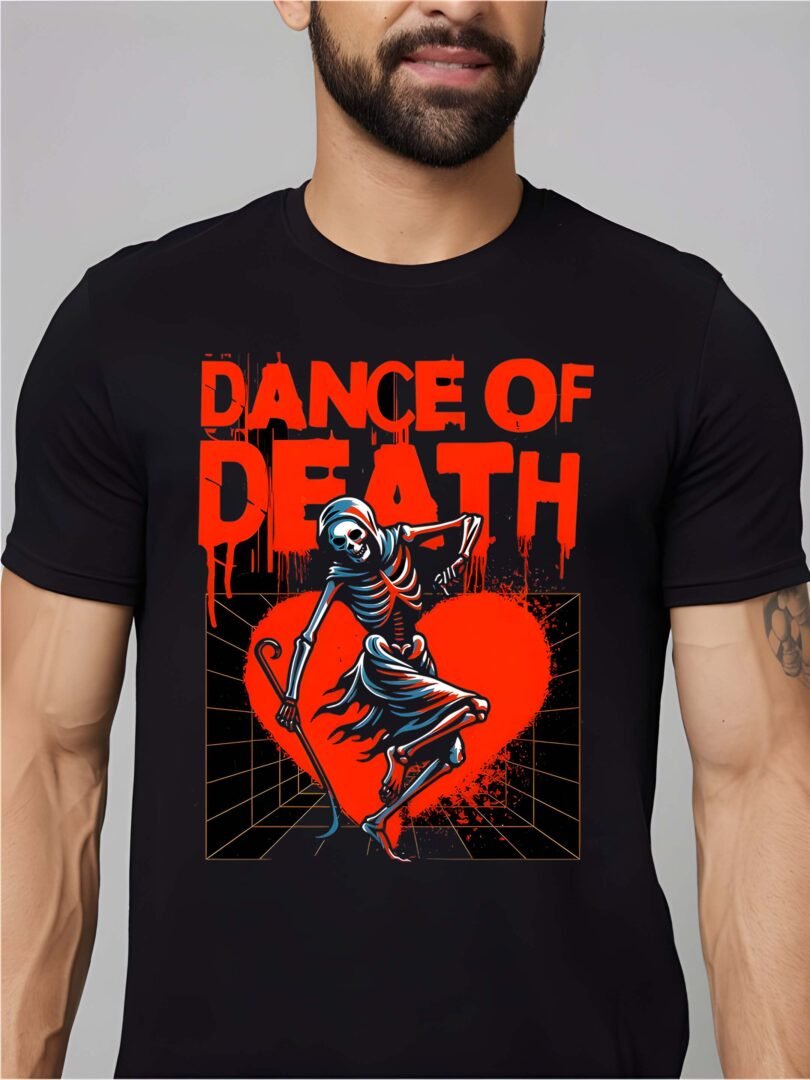 Black Graphic Print Cotton Regular T-Shirt for Men Casual Wear by Just Casual - Image 4