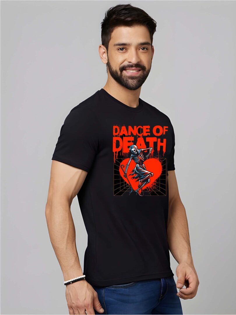 Black Graphic Print Cotton Regular T-Shirt for Men Casual Wear by Just Casual - Image 2