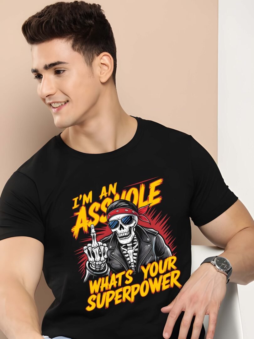 Black Graphic Print Cotton Regular T-Shirt for Men Casual Wear by Just Casual - Image 3