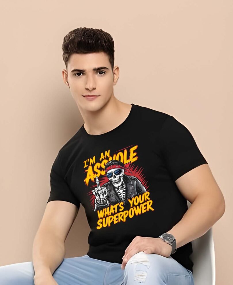 Black Graphic Print Cotton Regular T-Shirt for Men Casual Wear by Just Casual - Image 2