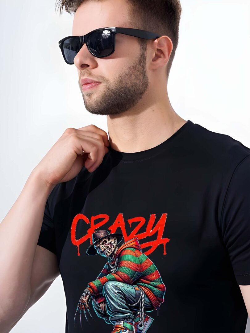 Black Graphic Print Cotton Regular T-Shirt for Men Casual Wear by Just Casual - Image 3