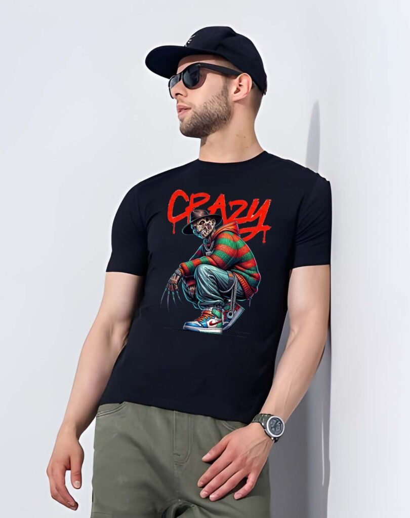 Black Graphic Print Cotton Regular T-Shirt for Men Casual Wear by Just Casual - Image 2