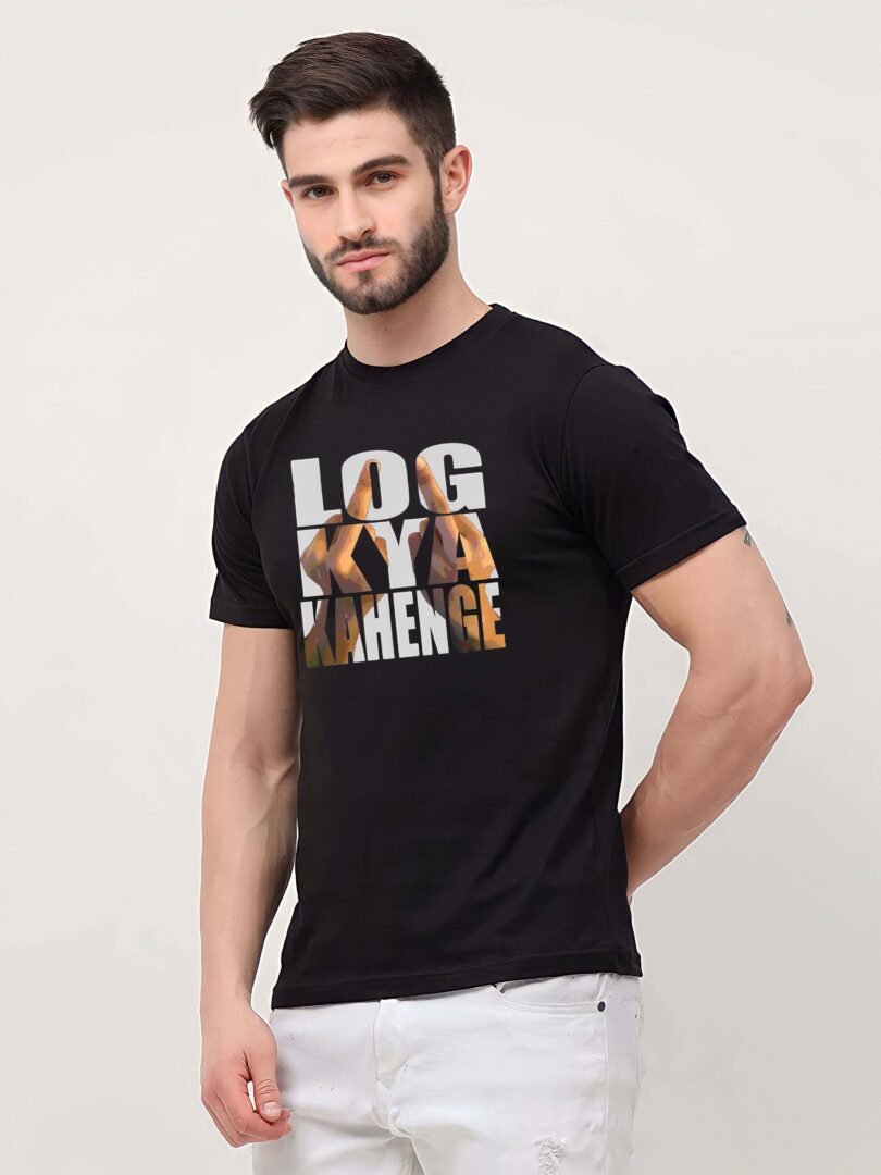 Black Graphic Print Cotton Regular T-Shirt for Men Casual Wear by Just Casual - Image 2
