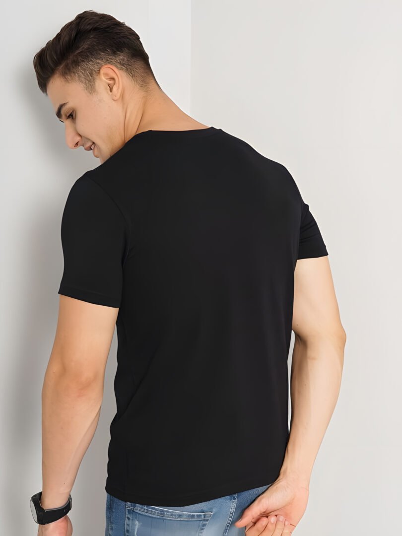 Black Graphic Print Cotton Regular T-Shirt for Men Casual Wear by Just Casual - Image 5