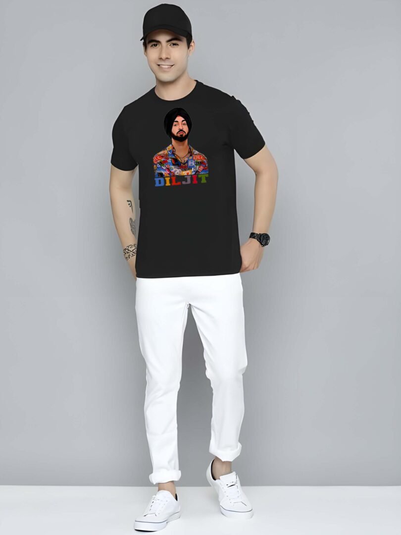 Black Graphic Print Cotton Regular T-Shirt for Men Casual Wear by Just Casual