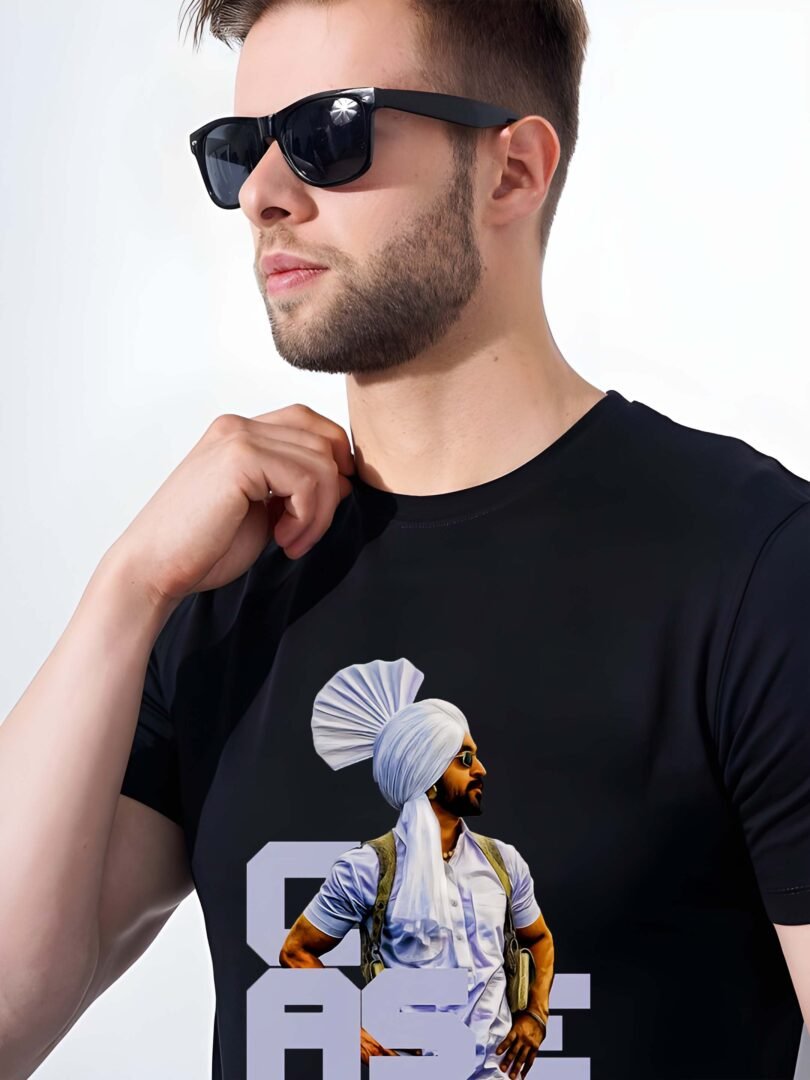 Black Graphic Print Cotton Regular T-Shirt for Men Casual Wear by Just Casual - Image 4