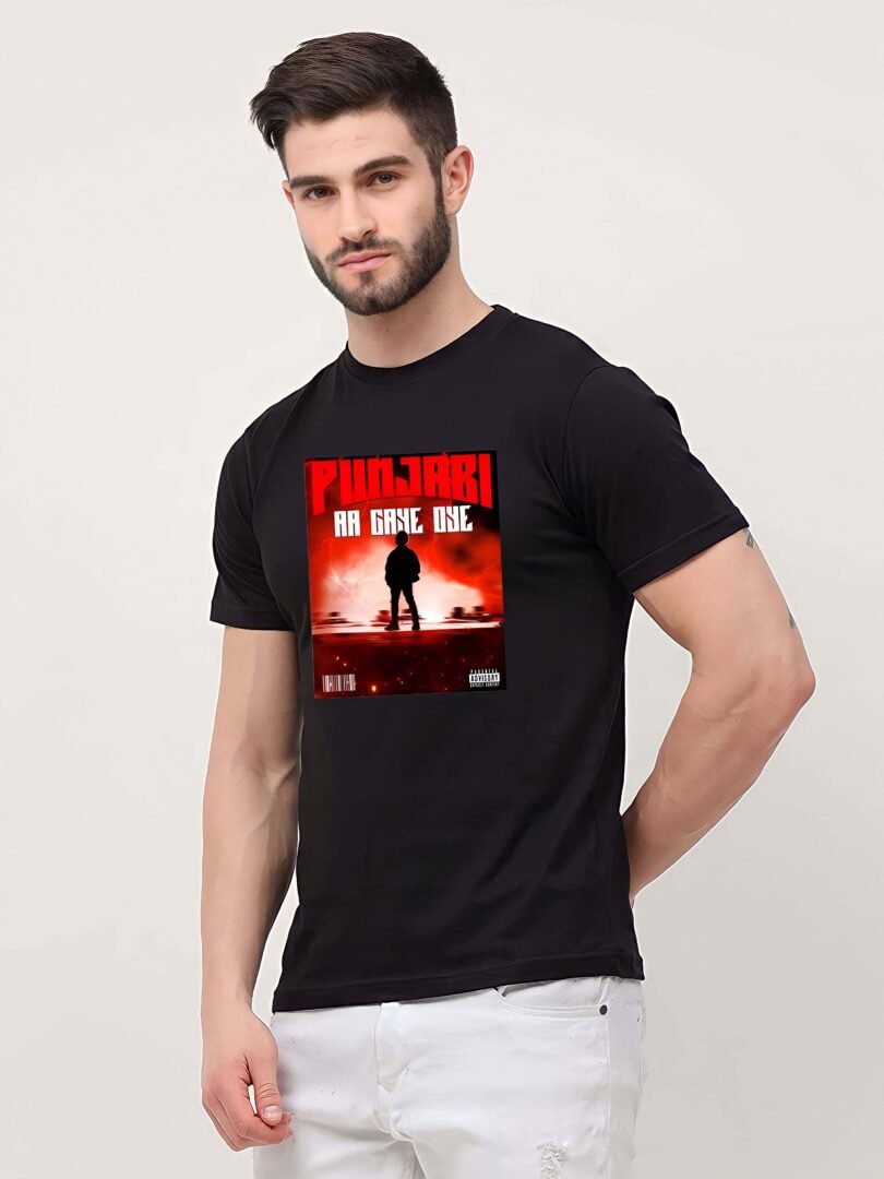 Black Graphic Print Cotton Regular T-Shirt for Men Casual Wear by Just Casual - Image 3