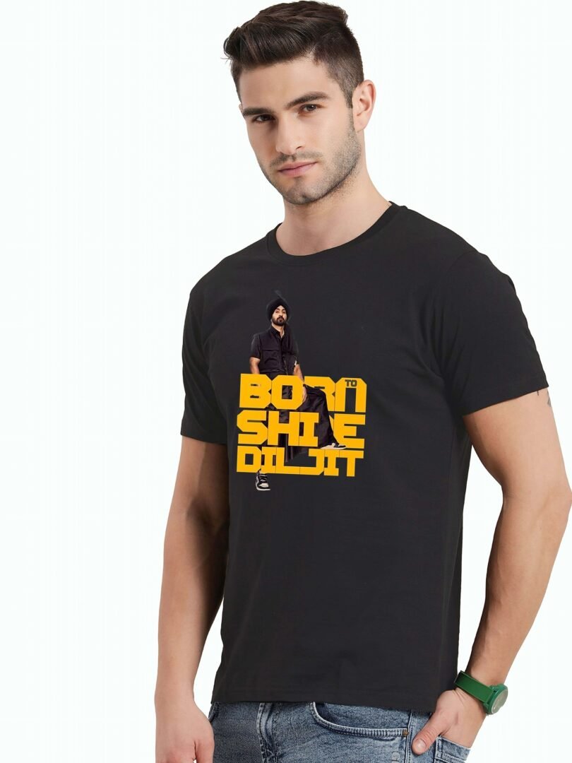 Black Graphic Print Cotton Regular T-Shirt for Men Casual Wear by Just Casual