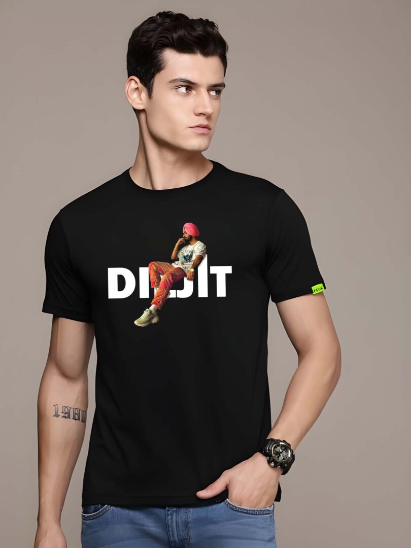 Black Graphic Print Cotton Regular T-Shirt for Men Casual Wear by Just Casual - Image 3