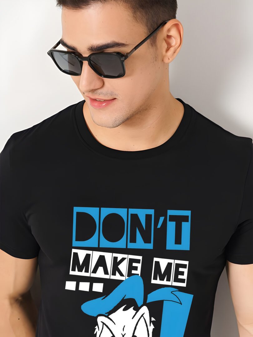Black Graphic Print Cotton Regular T-Shirt for Men Casual Wear by Just Casual - Image 4
