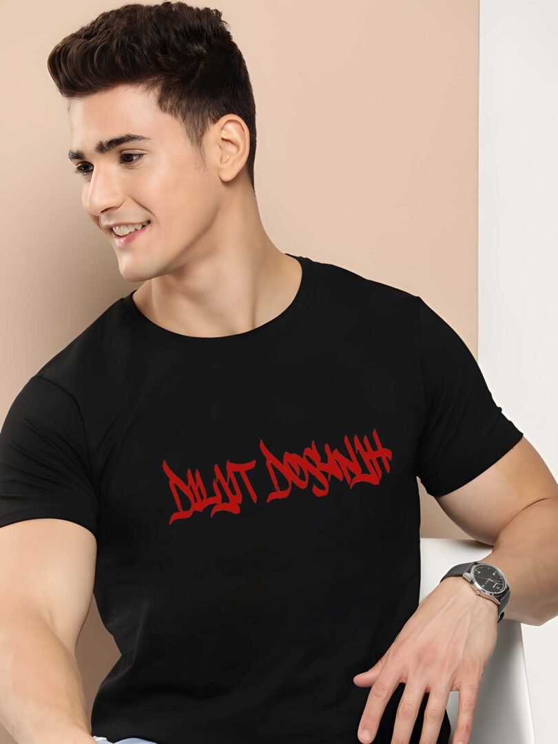 Black Graphic Print Cotton Regular T-Shirt for Men Casual Wear by Just Casual - Image 3