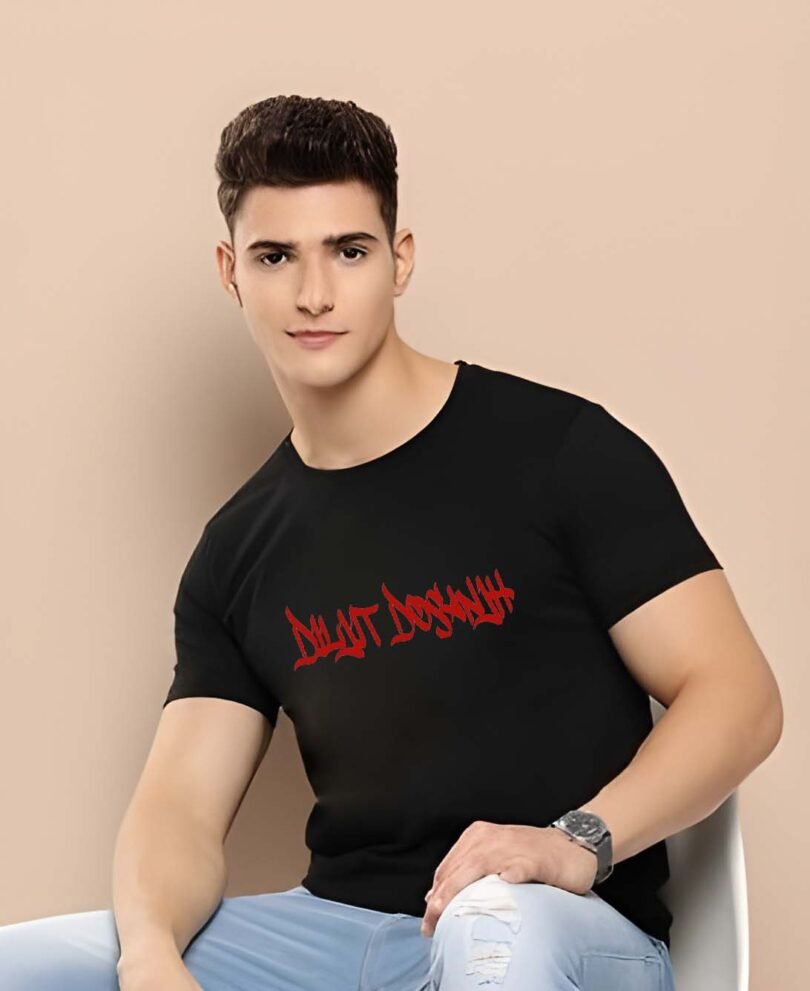 Black Graphic Print Cotton Regular T-Shirt for Men Casual Wear by Just Casual - Image 2