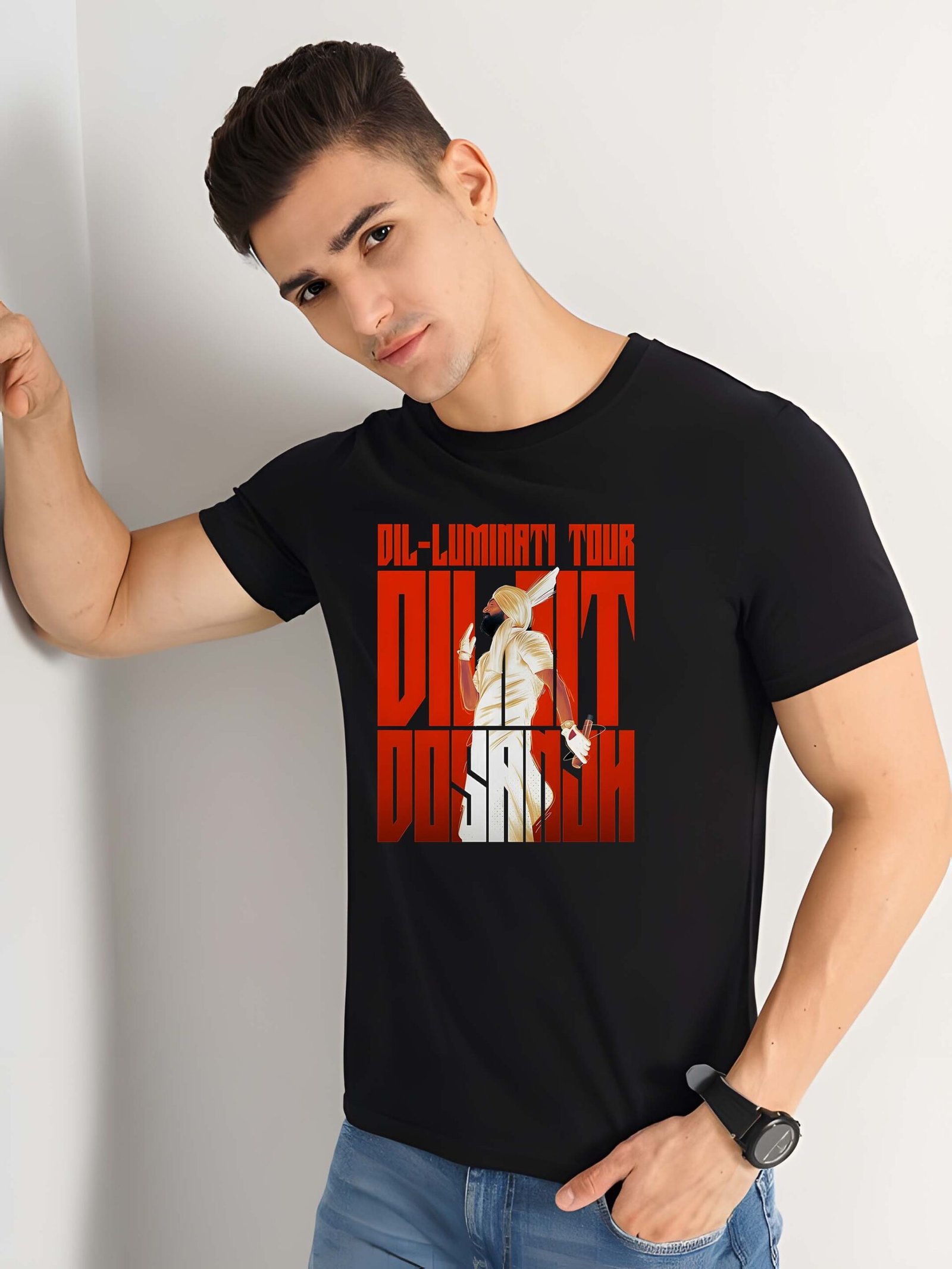 Black Graphic Print Cotton Regular T-Shirt for Men Casual Wear by Just Casual - Image 4