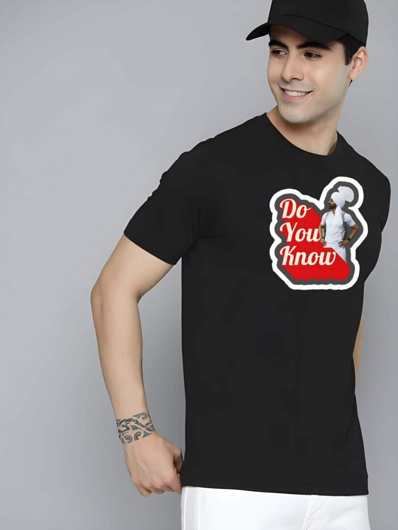 Black Graphic Print Cotton Regular T-Shirt for Men Casual Wear by Just Casual - Image 2