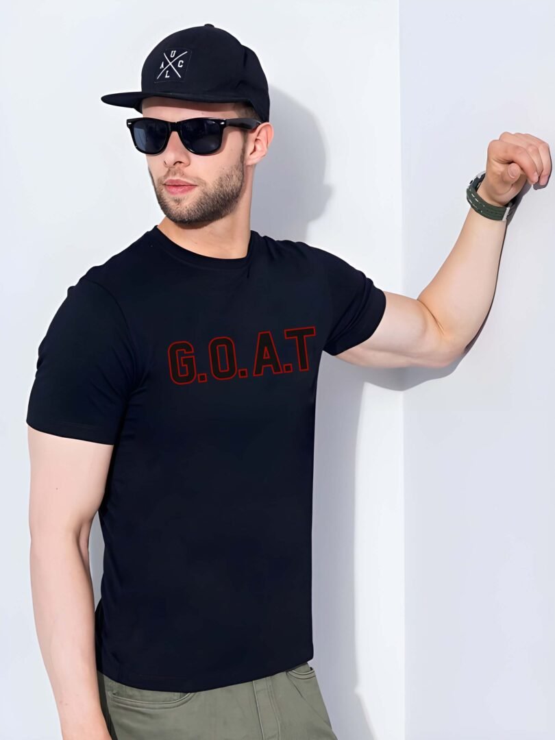 Black Graphic Print Cotton Regular T-Shirt for Men Casual Wear by Just Casual - Image 5