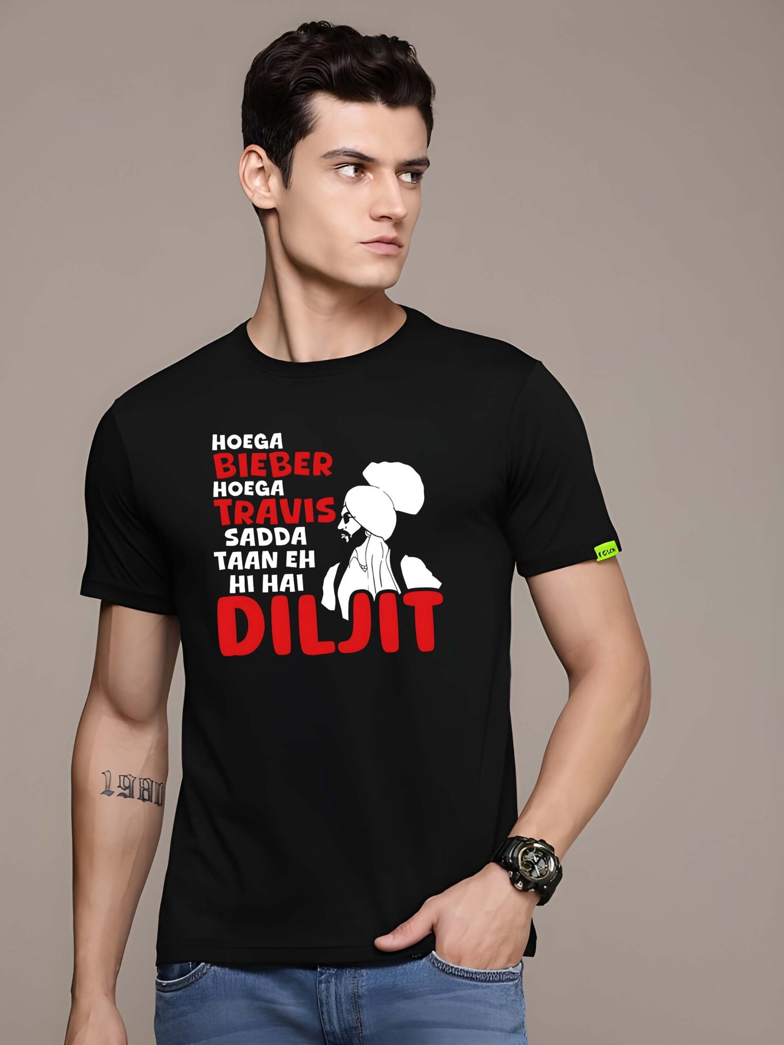 Black Graphic Print Cotton Regular T-Shirt for Men Casual Wear by Just Casual - Image 4