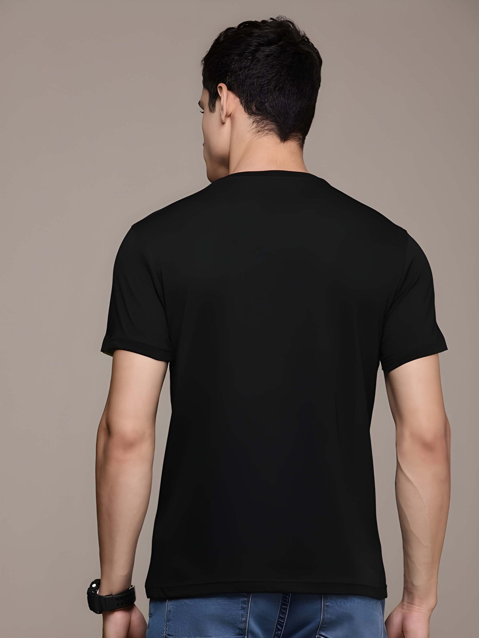 Black Graphic Print Cotton Regular T-Shirt for Men Casual Wear by Just Casual - Image 5