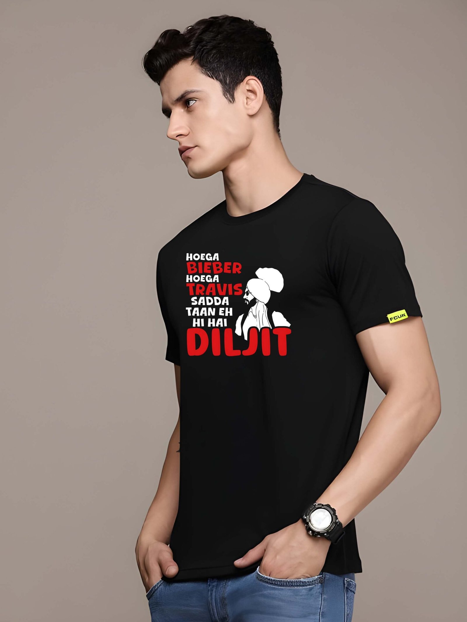 Black Graphic Print Cotton Regular T-Shirt for Men Casual Wear by Just Casual - Image 3