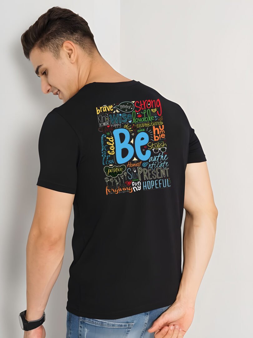 Black Graphic Print Cotton Regular T-Shirt for Men Casual Wear by Just Casual - Image 5